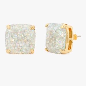 Small Square Studs Opal Glitter